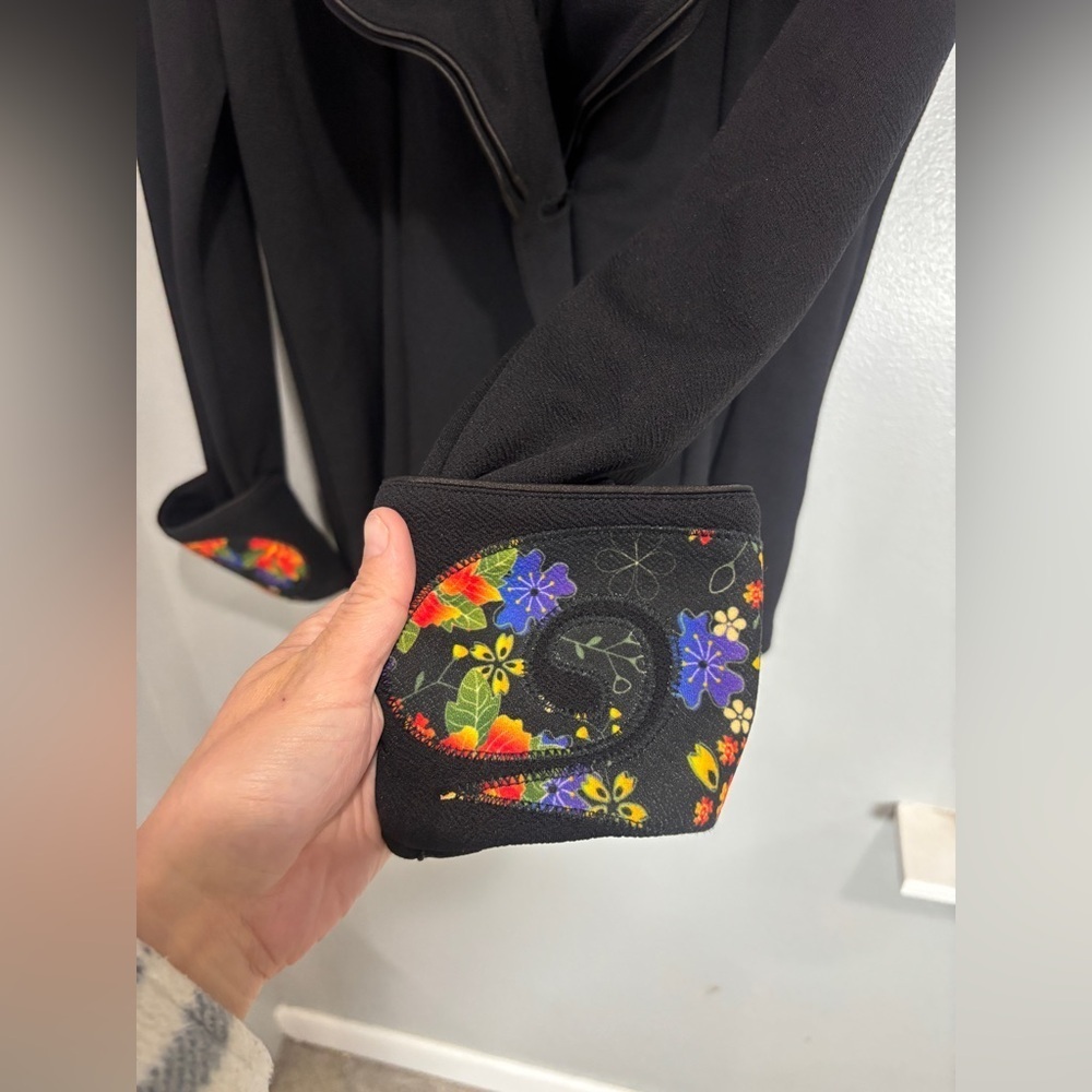 Soft Surroundings Women's Blazer Medium Black Jacket Floral Shapeable Collar M - Picture 7 of 10